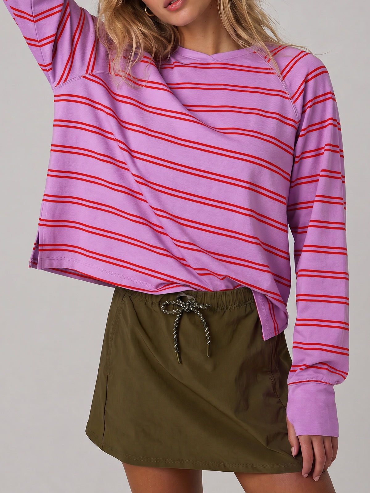 Soft Striped Long Sleeve T Shirt - Fisoew