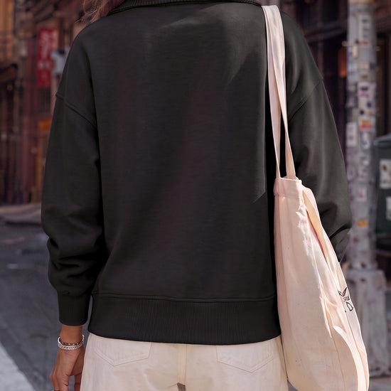 Lapel V Neck Pullover - Fisoew