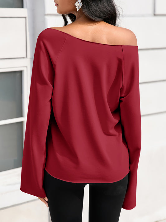 Off The Shoulder Oversized Sweatshirts - Fisoew