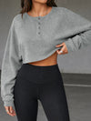 Long Sleeve Oversized Cropped Sweatshirts - Fisoew