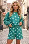 Polka Dot Sweatshirts With Short Sets