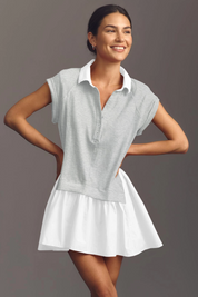 Fisoew Women's Grey Oversized Patchwork Mini Dress - Fisoew