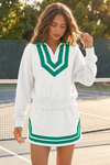 Half Zip Sweatshirt With Skirt Sets - Fisoew