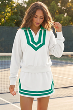 Half Zip Sweatshirt With Skirt Sets - Fisoew