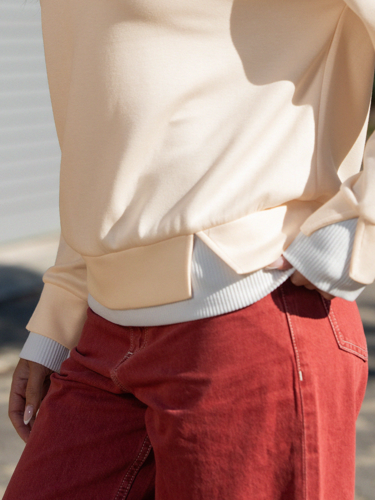 Faux Layered Oversized Sweatshirts - Fisoew