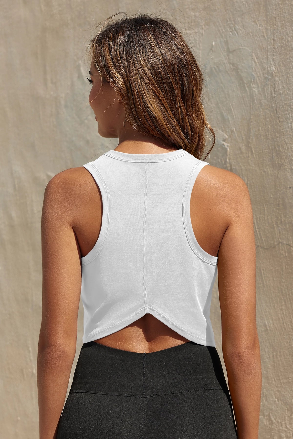 Womens White Workout Cropped Tank Tops Fisoew