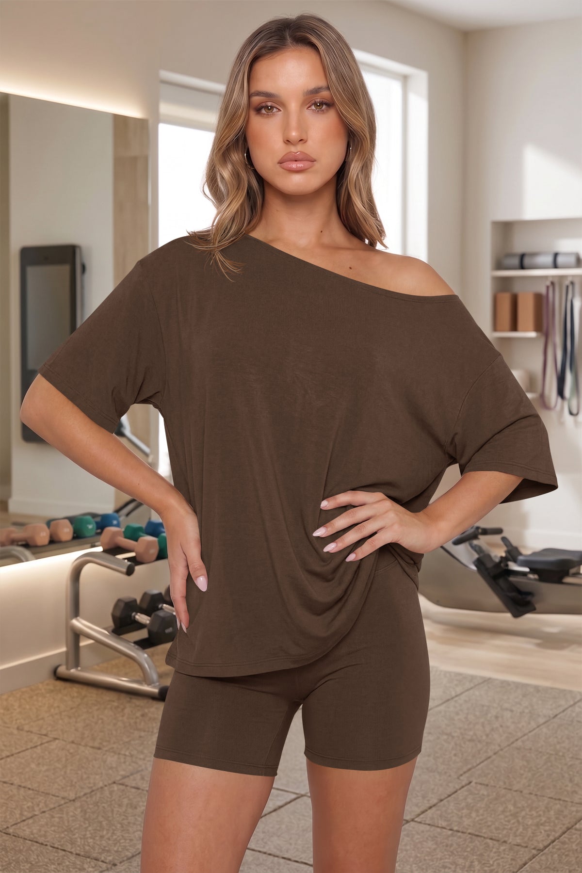 Coffee Womens Trendy 2 Piece Sets Fisoew - Fisoew