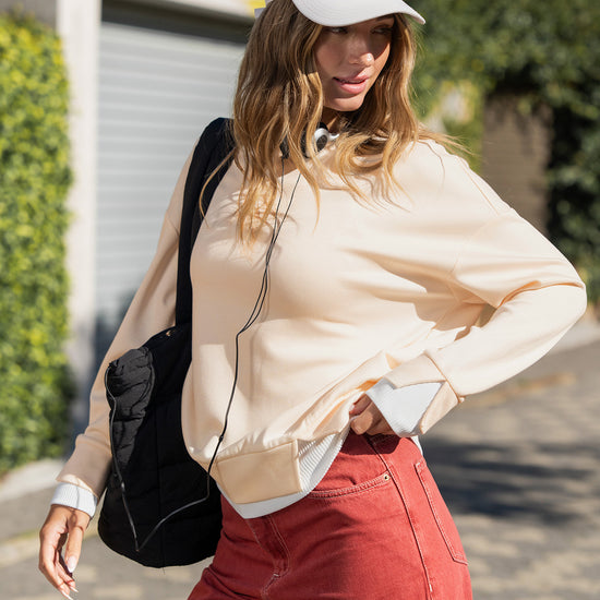 Faux Layered Oversized Sweatshirts - Fisoew