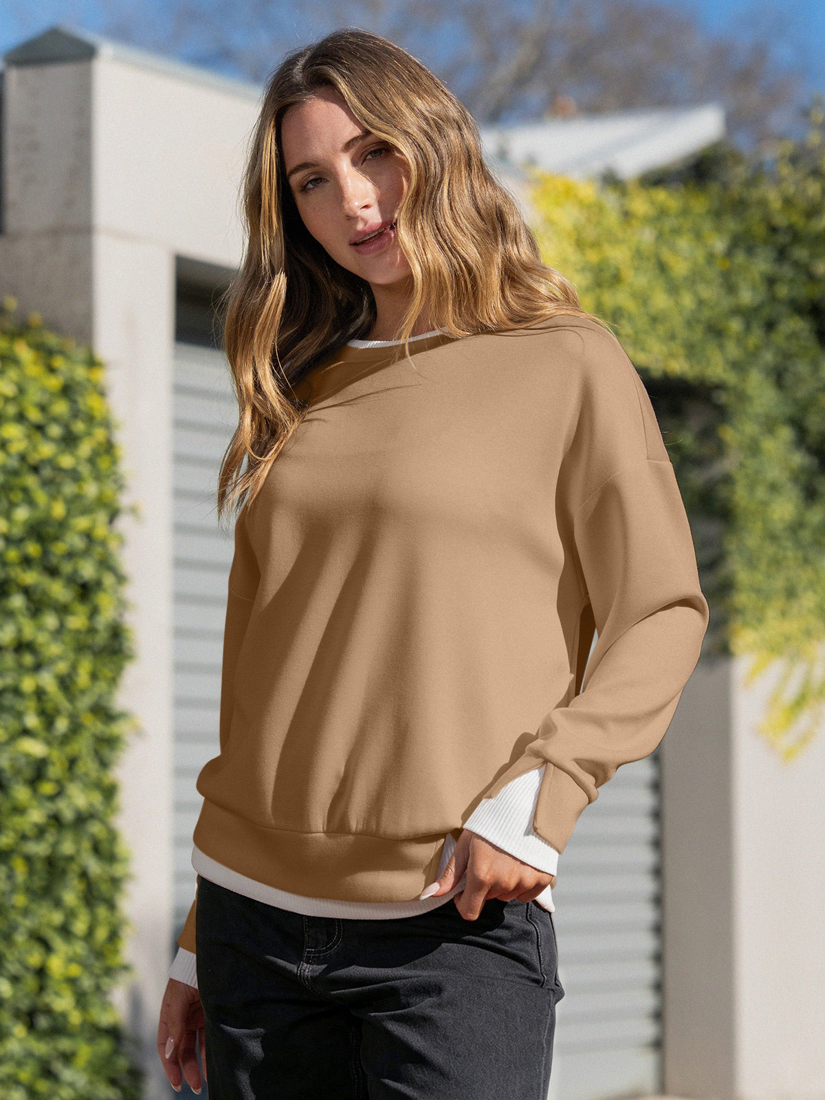 Faux Layered Oversized Sweatshirts - Fisoew