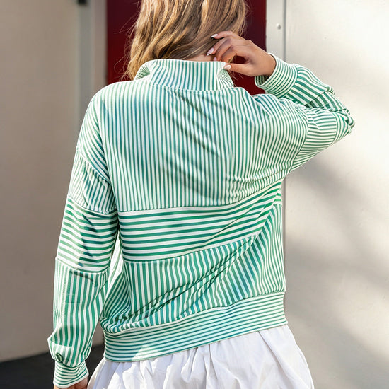 Striped Half Zip Sweatshirts - Fisoew