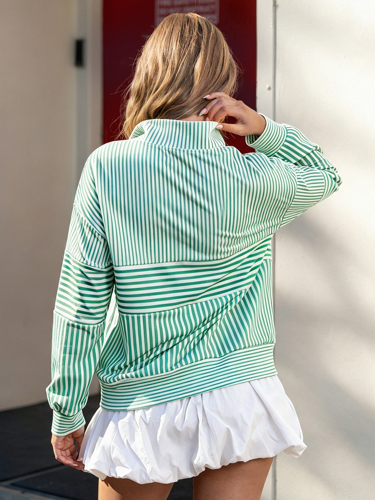 Striped Half Zip Sweatshirts - Fisoew
