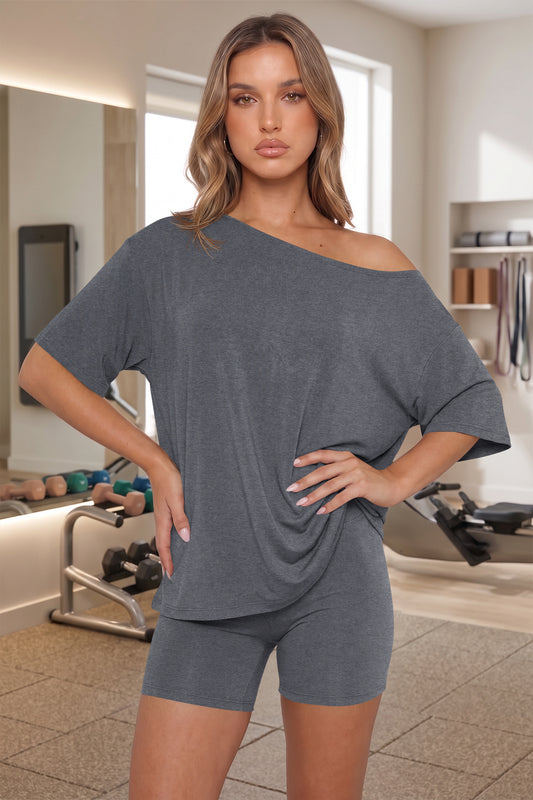 Grey Womens Trendy 2 Piece Sets Fisoew - Fisoew