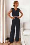 Fisoew Women's Black Linen Lounge 2 Piece Outfits - Fisoew