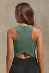 Womens Army Green Workout Cropped Tank Tops Fisoew - Fisoew