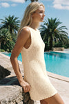 Fisoew Women's Apricot Swimsuit Coverup Crochet Sleeveless Bathing Suit - Fisoew