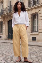 Fisoew Women's Khaki Wide Leg Barrel Pants