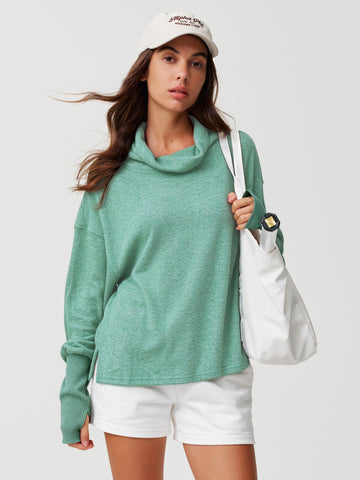 Mock Neck Cropped Long Sleeve Sweatshirts