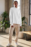 Mock Neck Solid Long Sleeve Tops - Fisoew