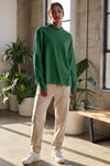 Mock Neck Solid Long Sleeve Tops - Fisoew