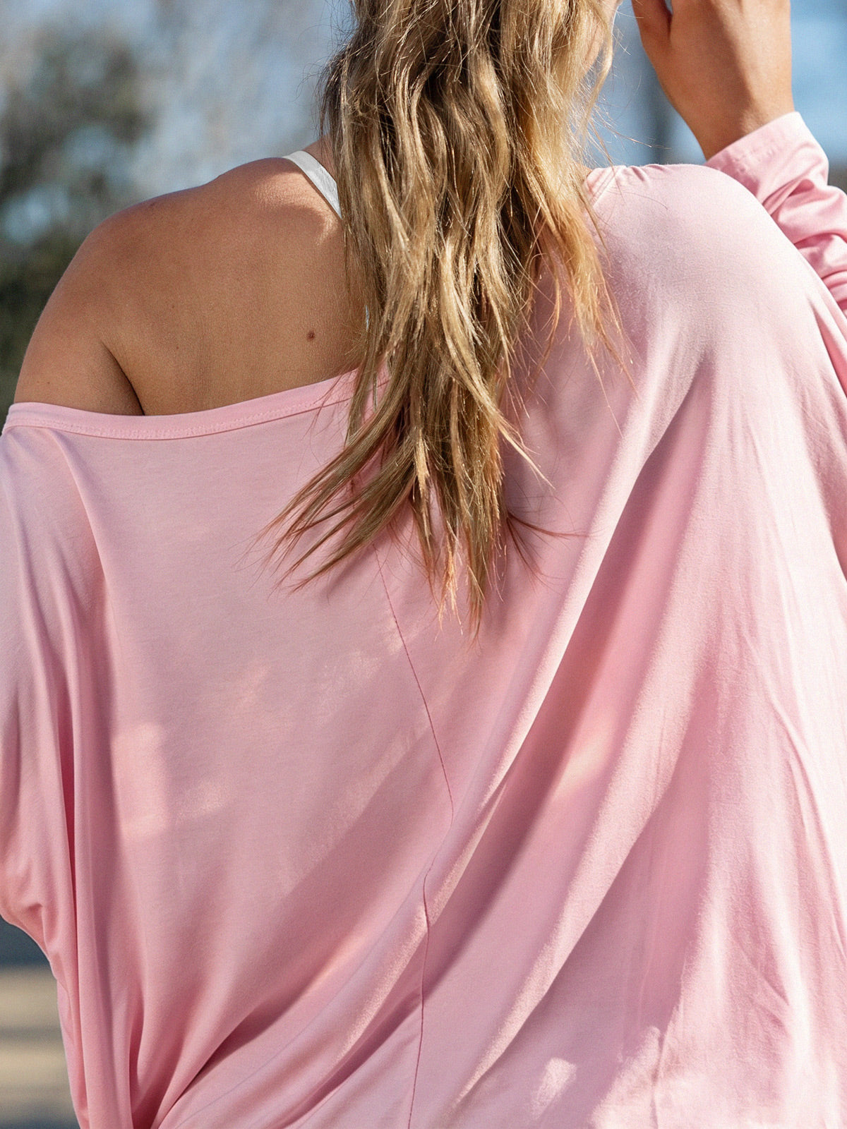 Off Shoulder Solid Long Sleeve T-Shirts - Fisoew