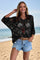 Womens Black Summer Short Sleeve Crochet Swimsuit Fisoew - Fisoew
