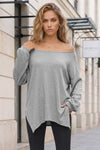 Oversized Off Shoulder Ribbed Knit Tops