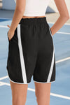 Fisoew Women's Black Baggy Cargo Workout Running Athletic Yoga Shorts - Fisoew