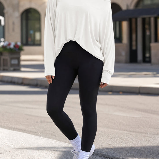 Off Shoulder Solid Long Sleeve T-Shirts - Fisoew