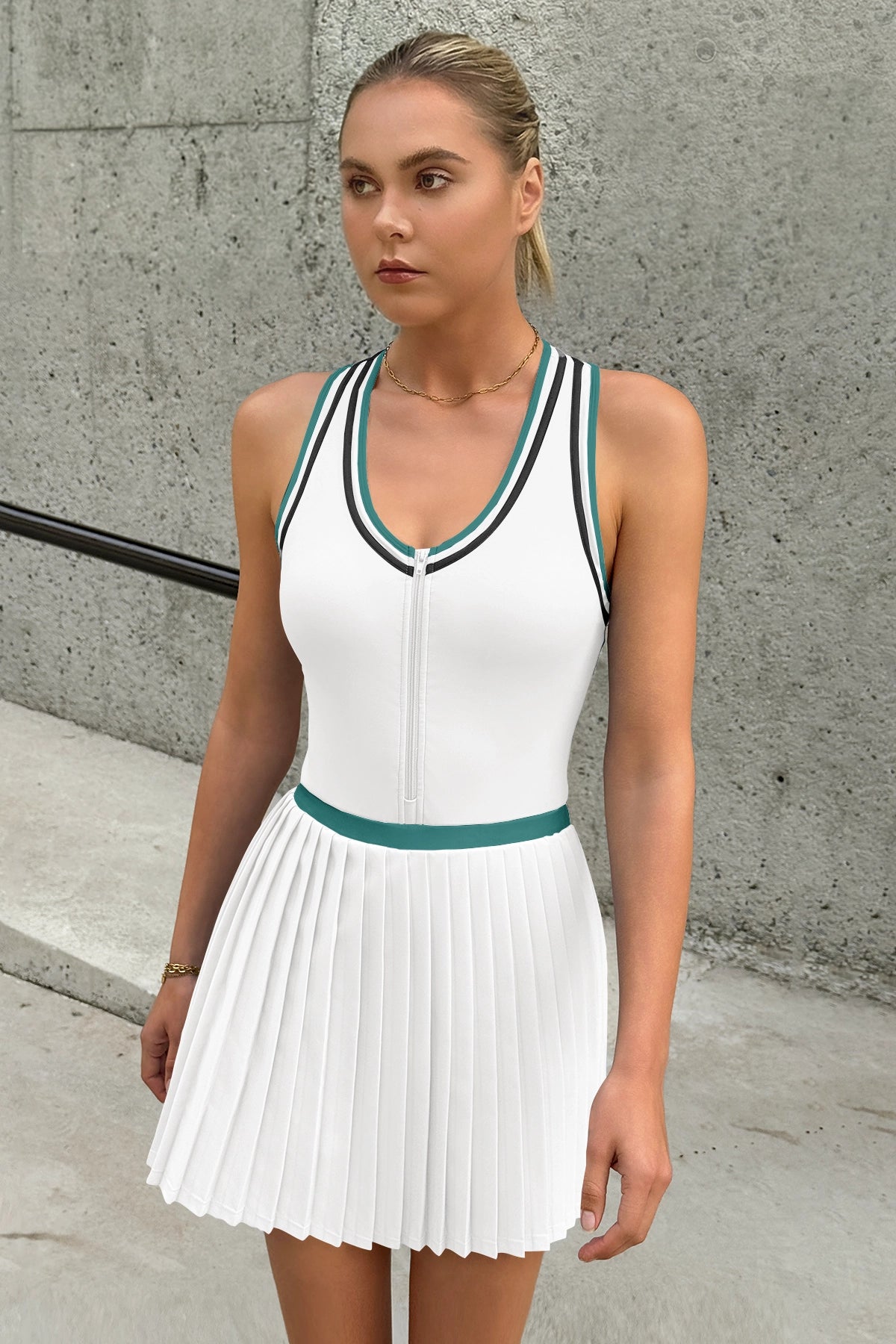 Fisoew Women's White Tennis Mini Dress