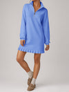 Half Zip Pleated Collared Sweatshirt Dresses