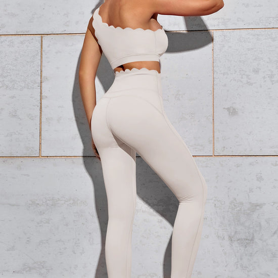 Fisoew Women's Grey High Waisted Leggings Workout Sets - Fisoew