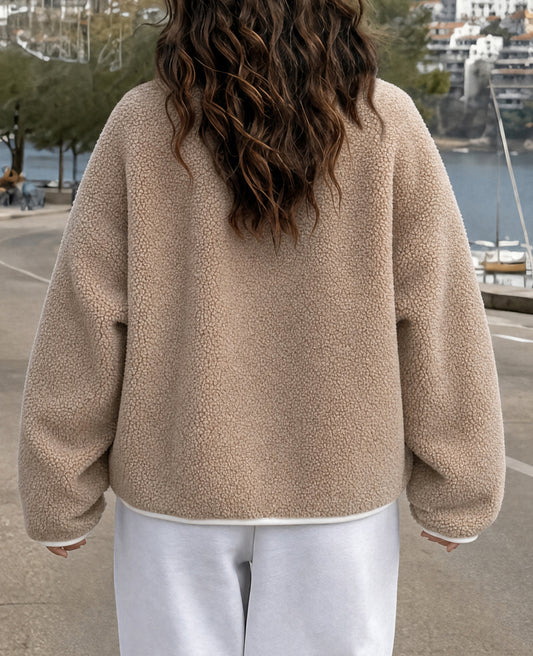 Pocket Side Fuzzy Fleece Warm Pullover