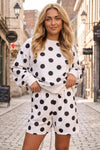 Polka Dot Sweatshirts With Short Sets