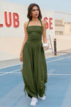Fisoew Women's Army Green Halter Straps Sleeveless Long Pant Rompers - Fisoew