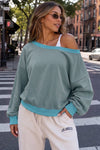 V Neck Long Sleeve Wrap Sweatshirt
