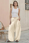 Fisoew Women's Beige Barrel Baggy Cargo Pants - Fisoew
