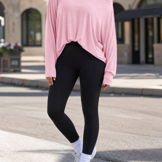 Off Shoulder Solid Long Sleeve T-Shirts - Fisoew