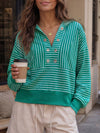 V Neck Striped Cropped Hoodies