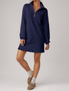 Half Zip Pleated Collared Sweatshirt Dresses