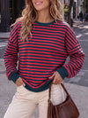 Round Neck Striped Long Sleeve Sweatshirts