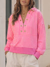 V Neck Striped Cropped Hoodies