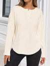 Solid Ribbed Knit Henley Shirts - Fisoew