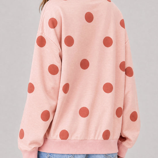 Mock Neck Long Sleeve Polka Dot Sweatshirts - Fisoew