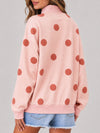 Mock Neck Long Sleeve Polka Dot Sweatshirts - Fisoew