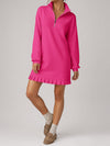 Half Zip Pleated Collared Sweatshirt Dresses