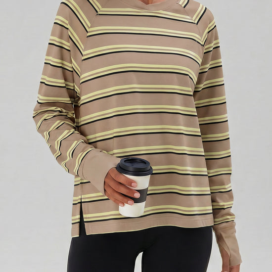 Soft Striped Long Sleeve T Shirt - Fisoew