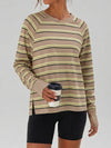 Soft Striped Long Sleeve T Shirt - Fisoew