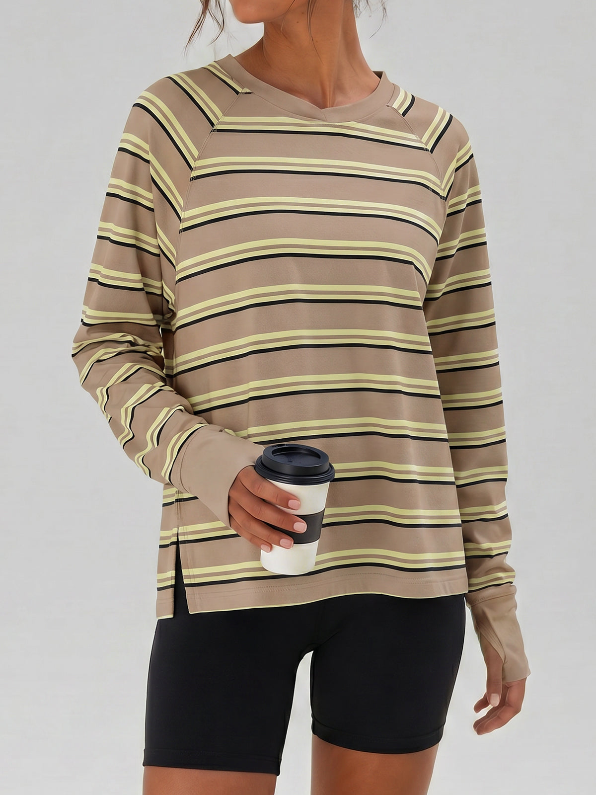 Soft Striped Long Sleeve T Shirt - Fisoew