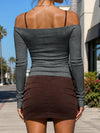 Off Shoulder Long Sleeve Crop Tops