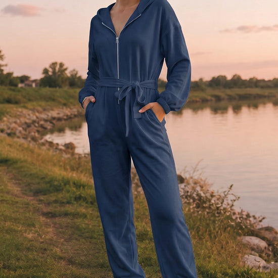 Zip Up Hoodie With Jogger One Piece Jumpsuits - Fisoew